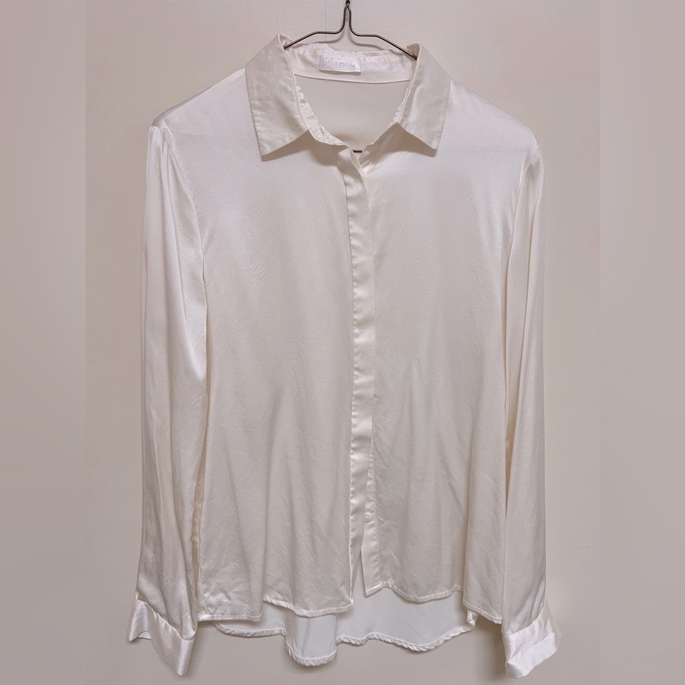 Lily Silk Ivory Button Up Shirt Size S